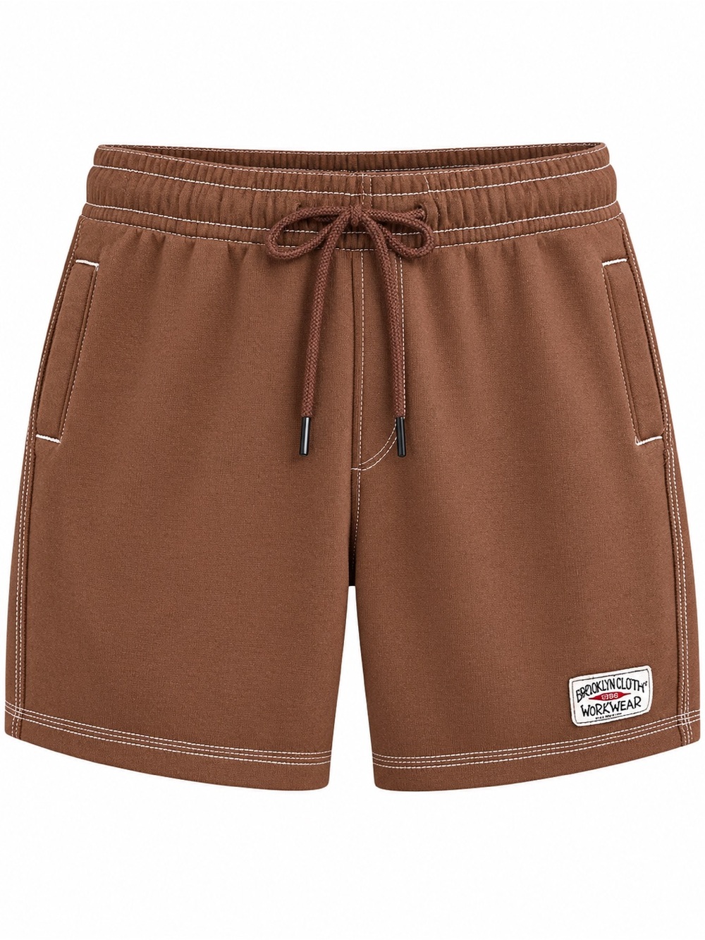 Brooklyn Cloth Brown Contrast-Stitch Athletic Men’s Shorts